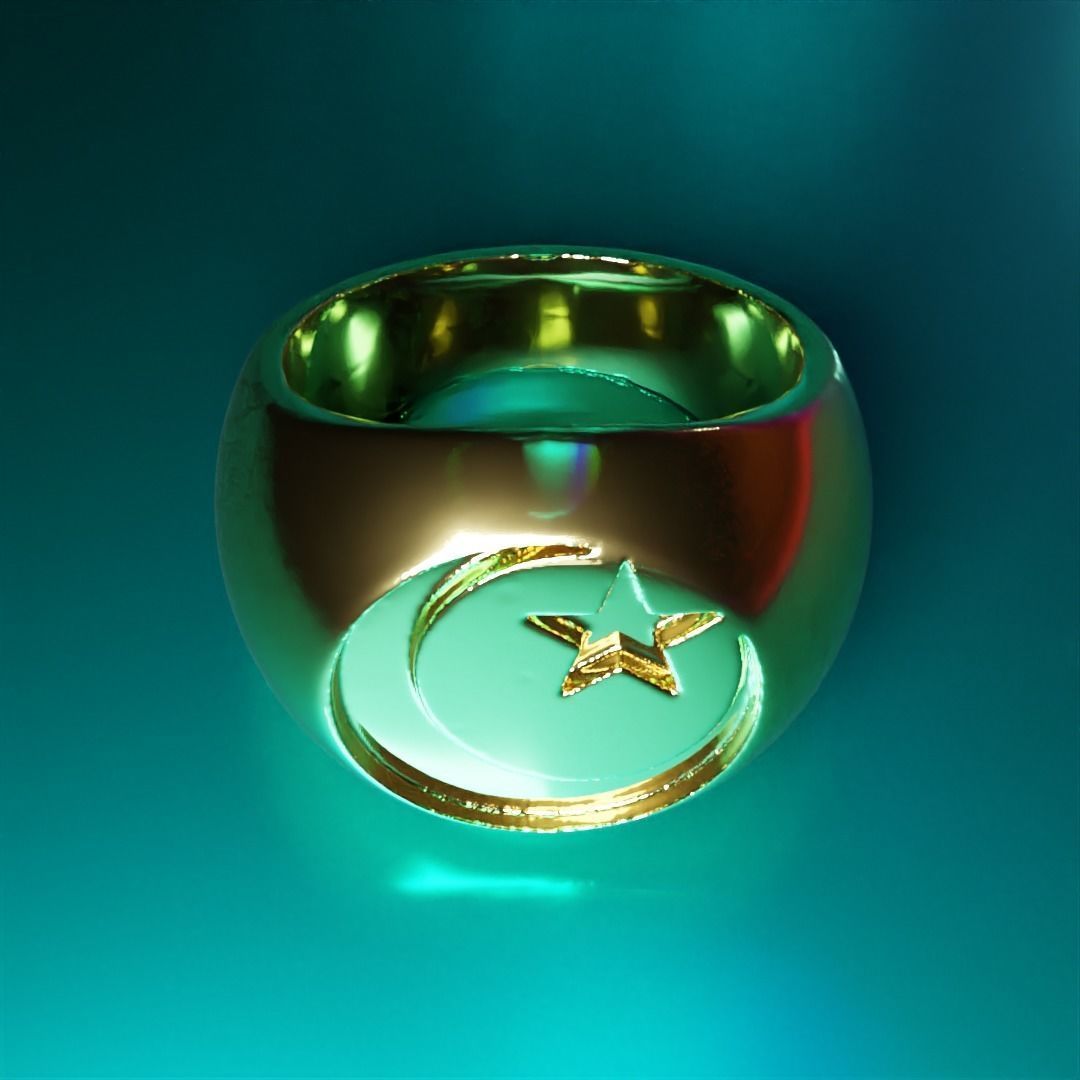 cresent moon ring 3D print model_2