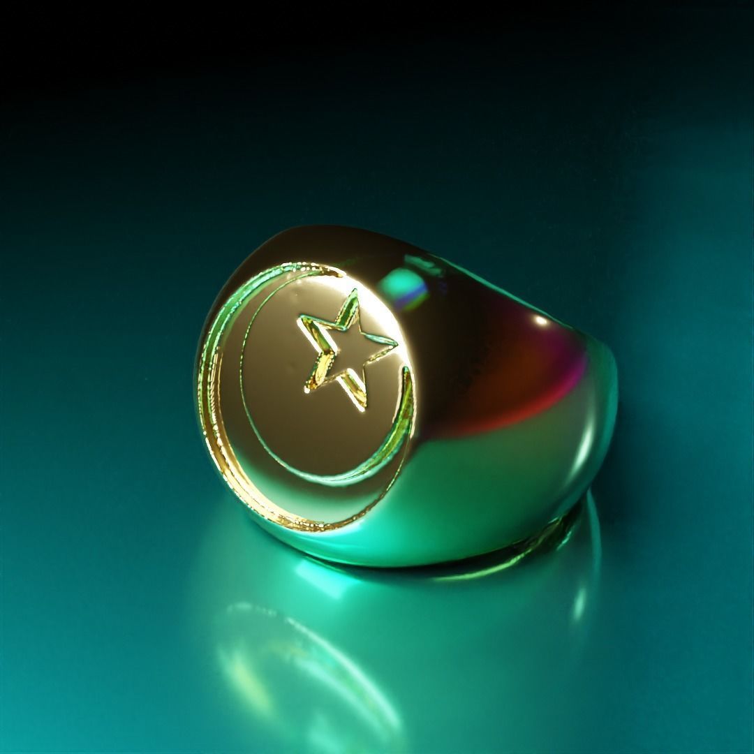 cresent moon ring 3D print model_1