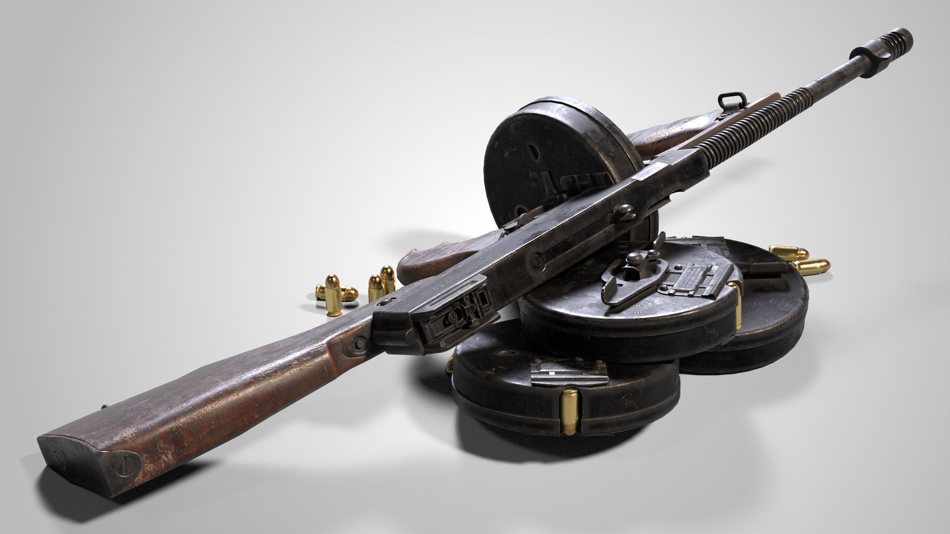 Thompson M1928 Low-poly 3D model_7