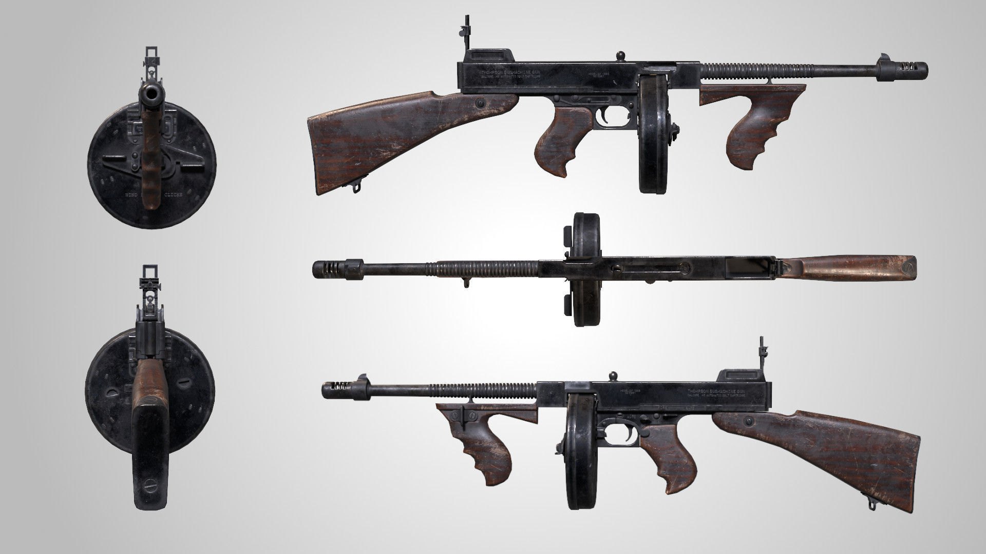 Thompson M1928 Low-poly 3D model_4