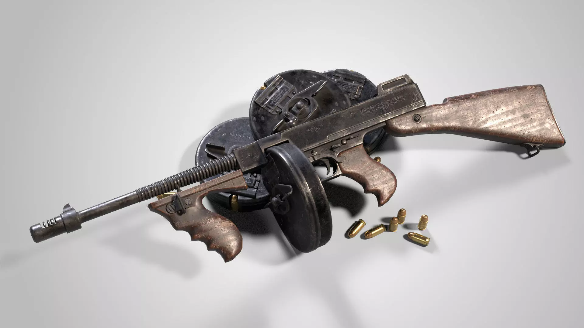 Thompson M1928 Low-poly 3D model_0