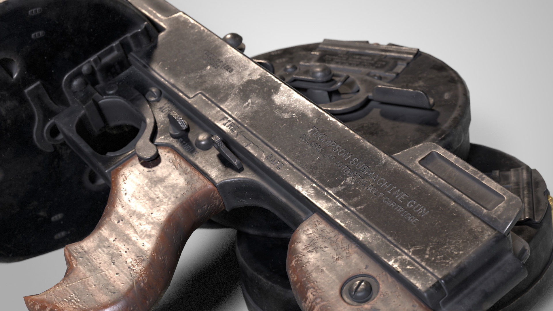 Thompson M1928 Low-poly 3D model_1