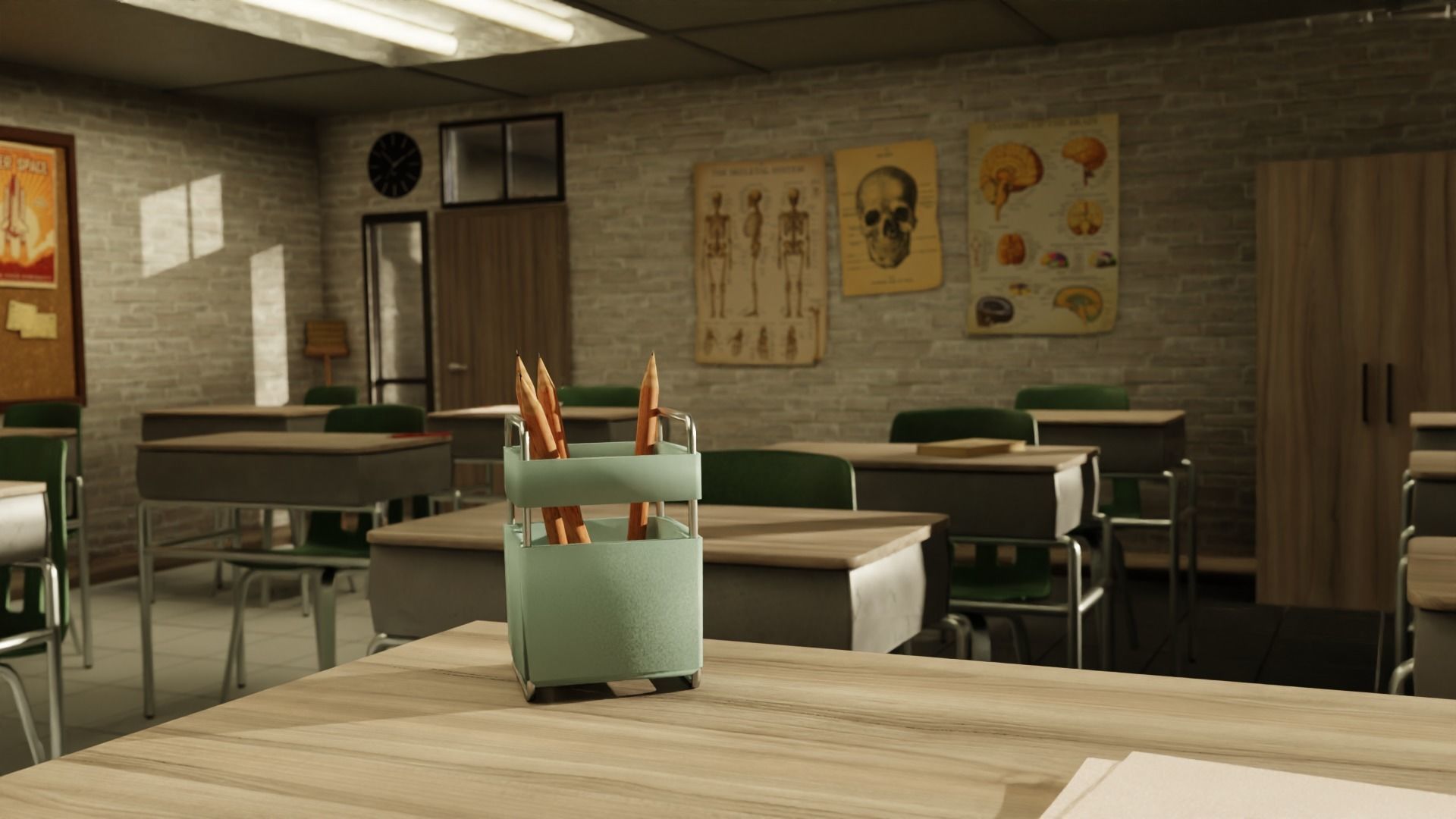 Stylized Classroom Low-poly 3D model_1