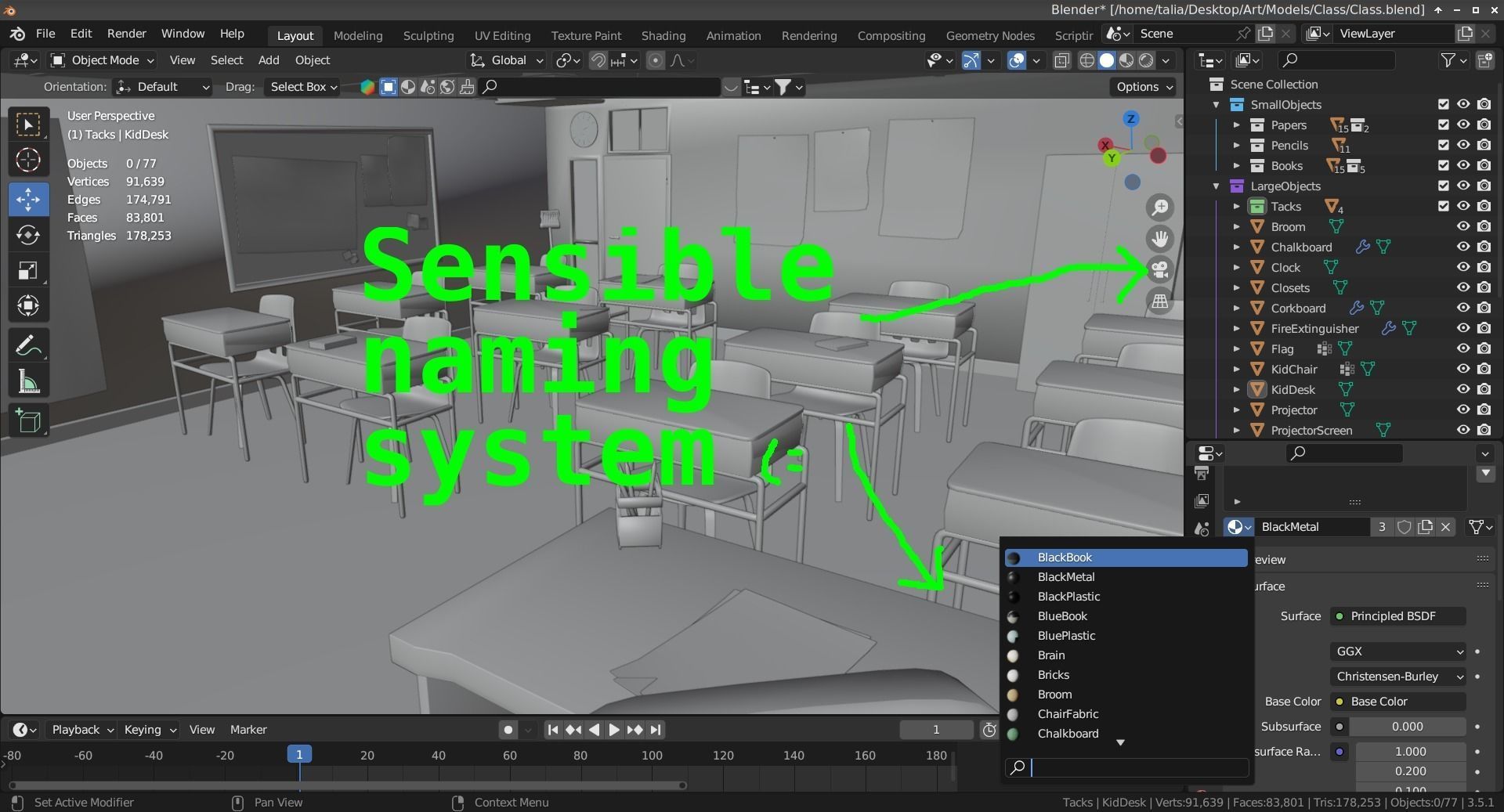Stylized Classroom Low-poly 3D model_11