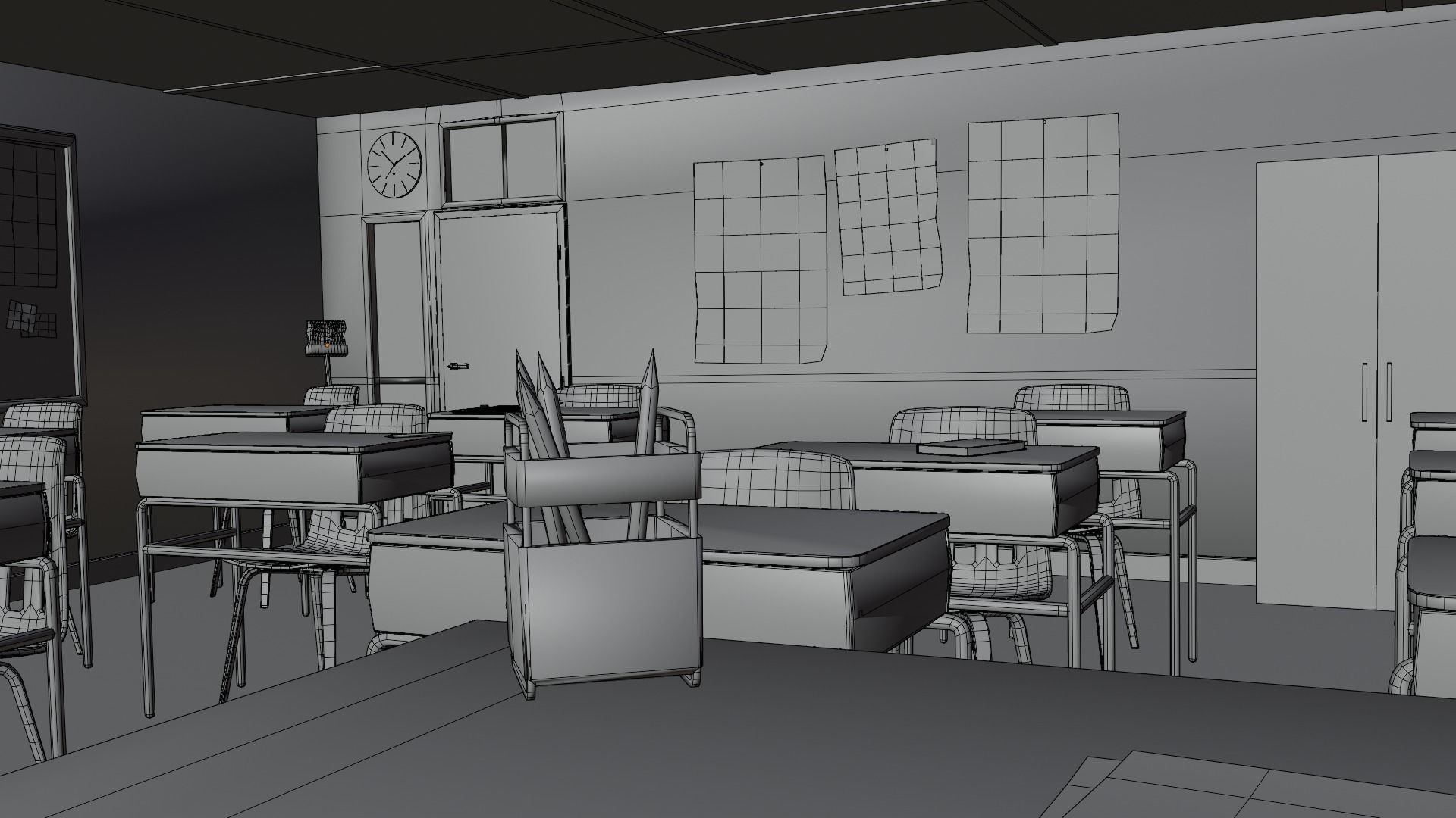 Stylized Classroom Low-poly 3D model_10