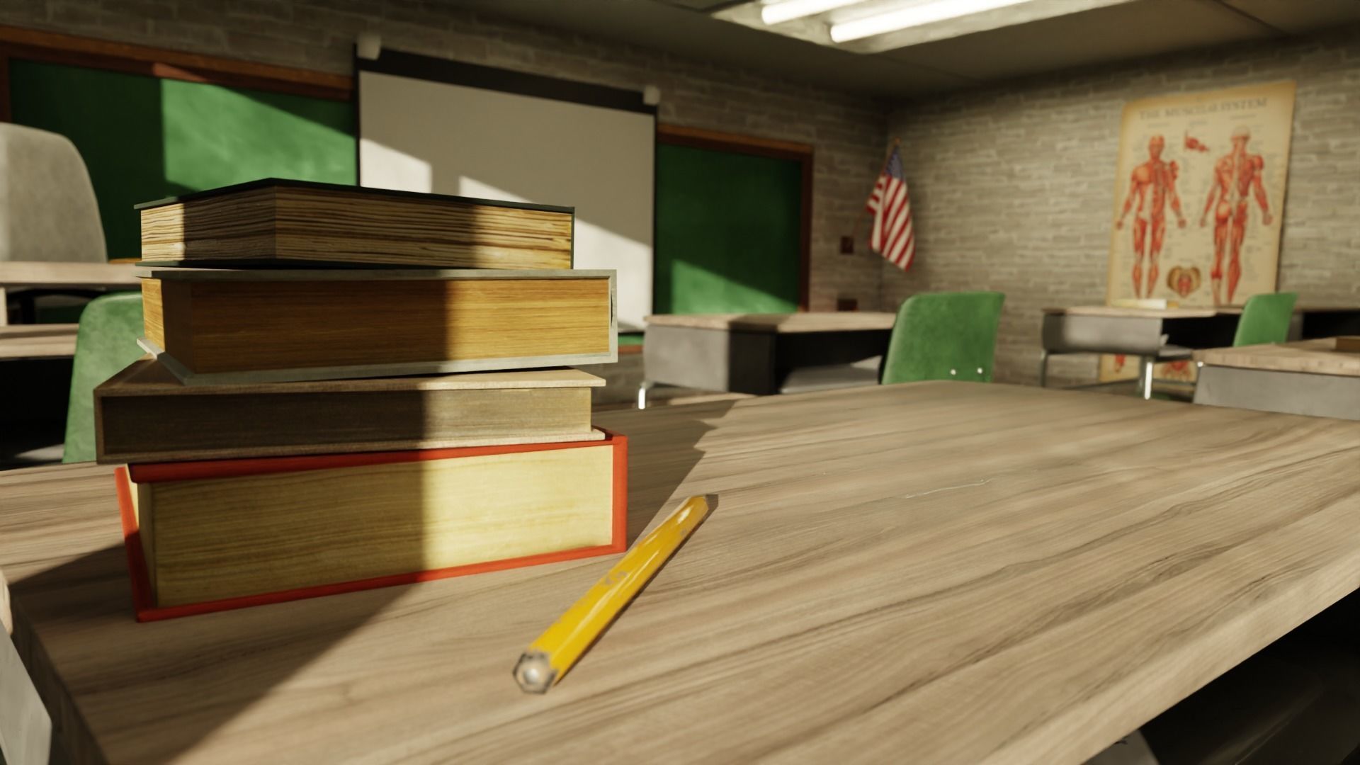 Stylized Classroom Low-poly 3D model_3