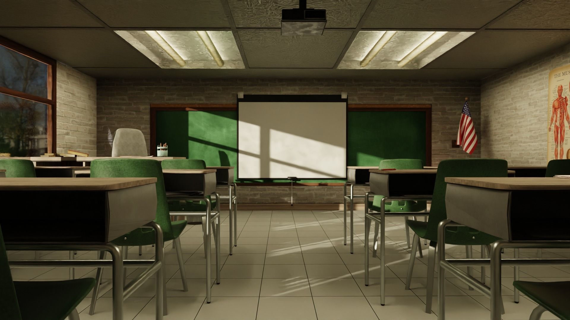 Stylized Classroom Low-poly 3D model_4