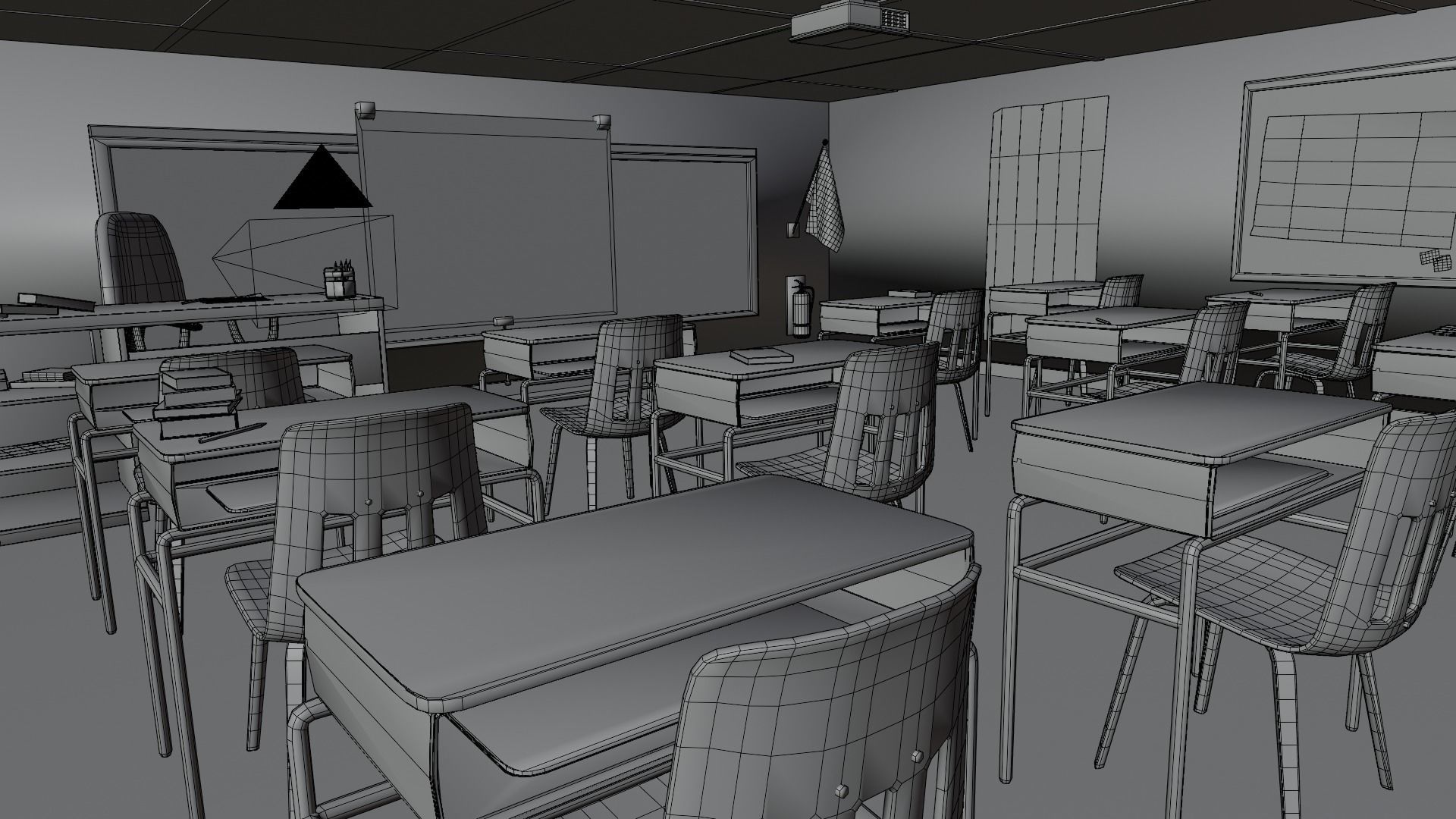 Stylized Classroom Low-poly 3D model_9