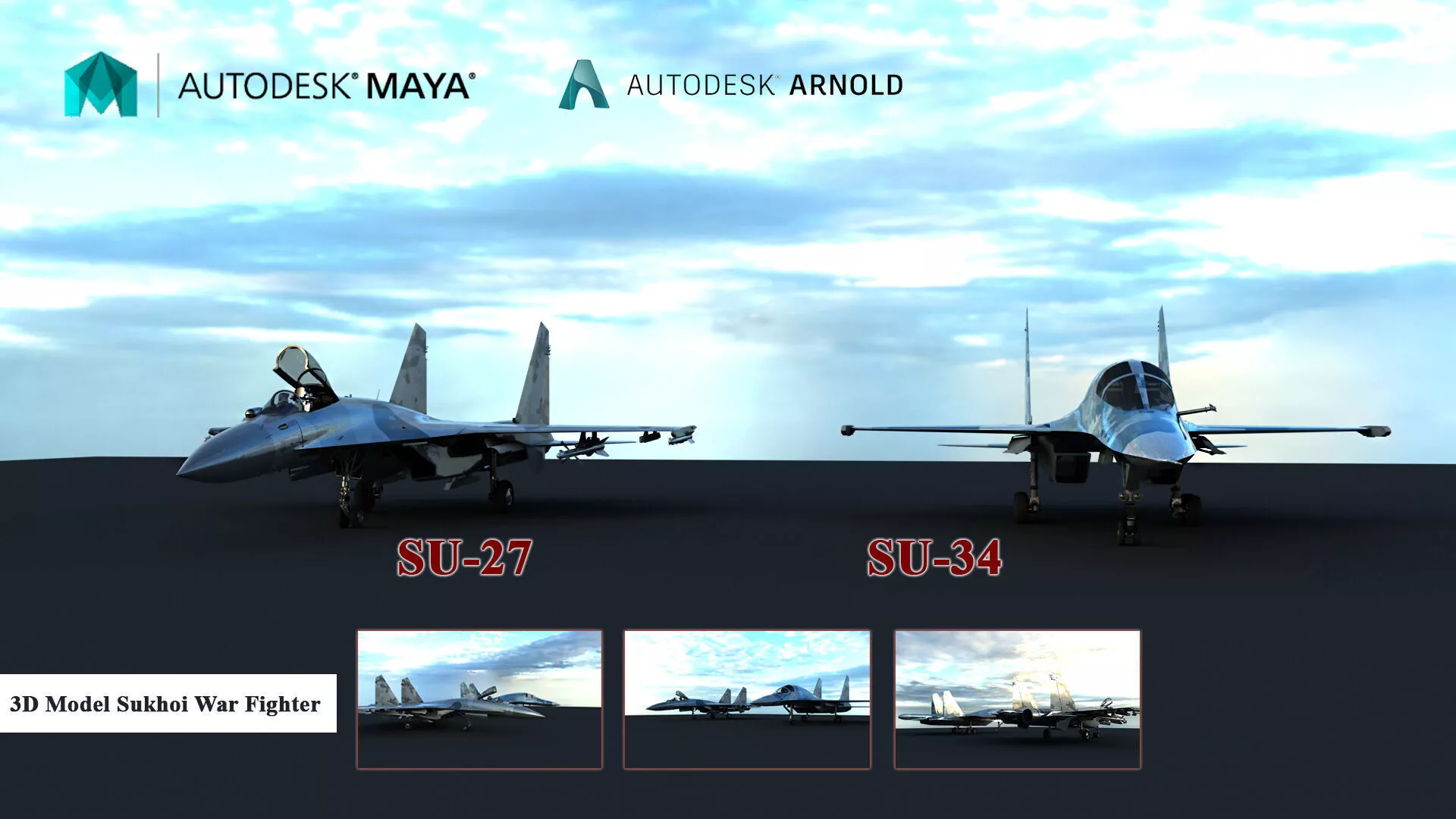 SU-27 and SU-34 War Fighter 3D model
