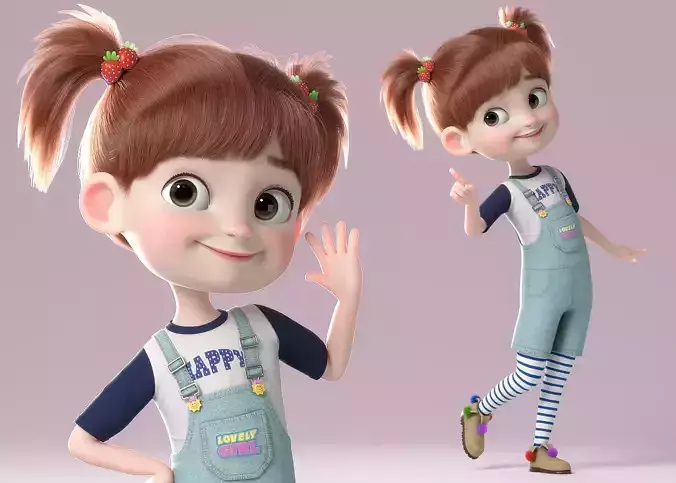 Cartoon Girl Rigged 3D model
