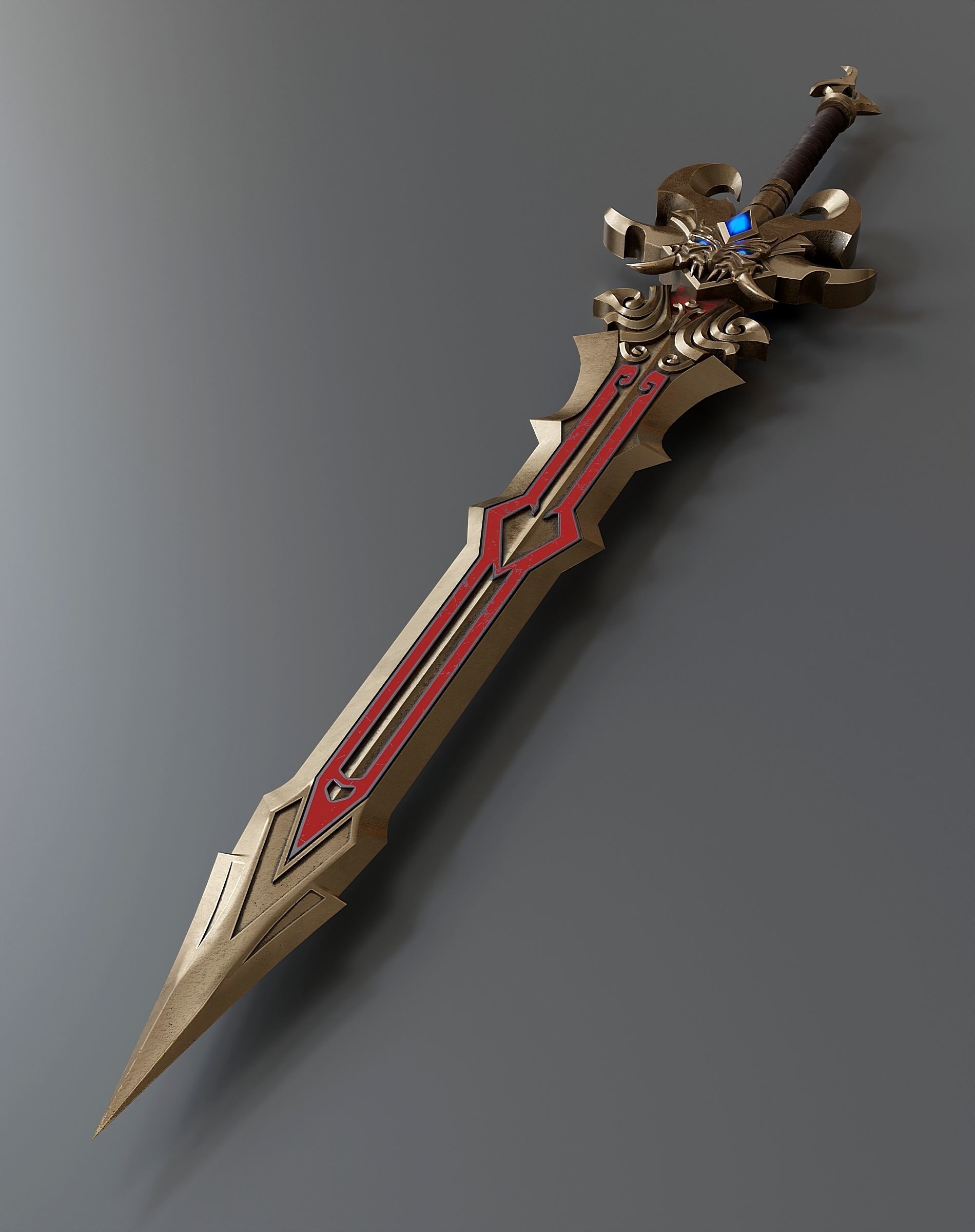 Stylized viking sword 2 3D model_1