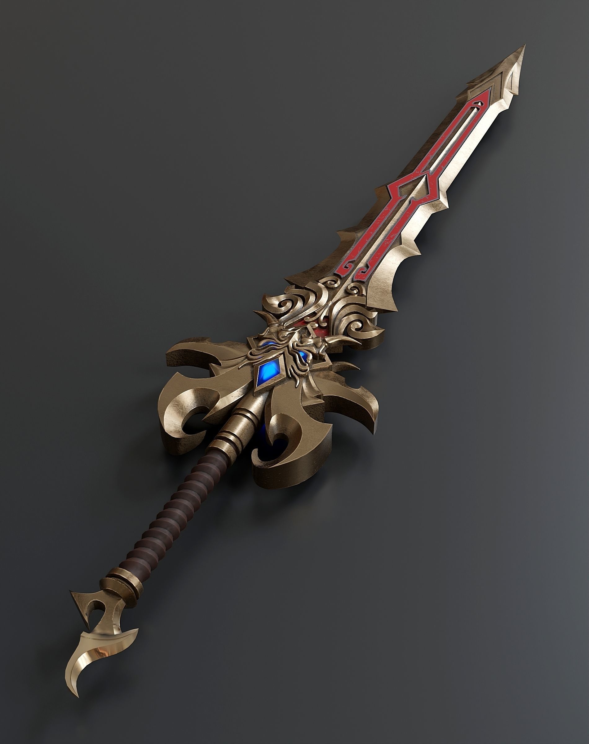 Stylized viking sword 2 3D model_2