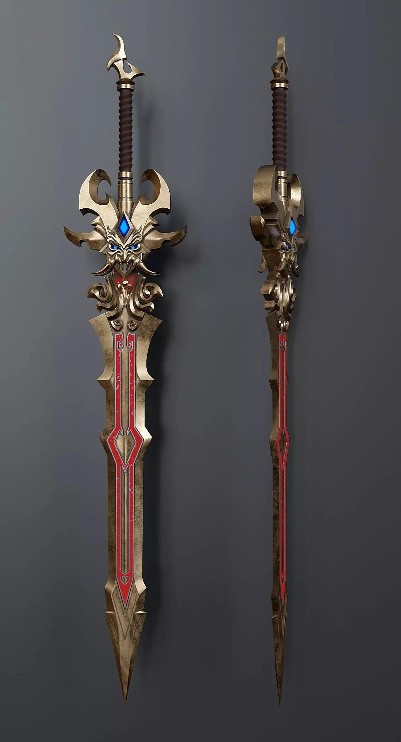 Stylized viking sword 2 3D model_0