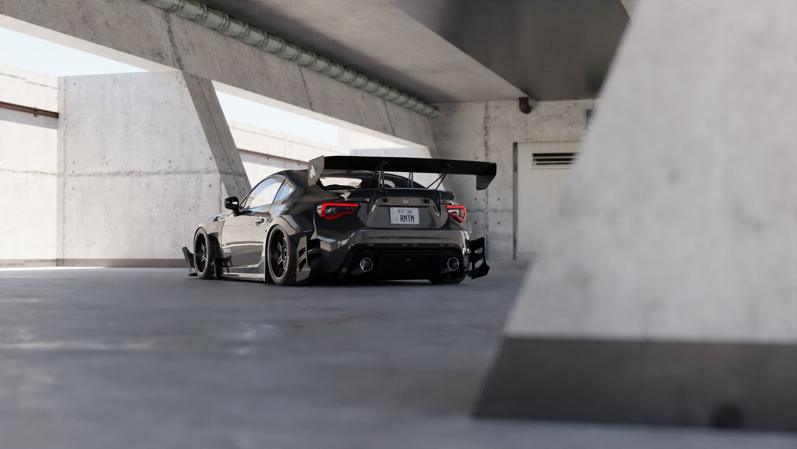 Car Lighting Scene 3D Blender File Textured FBX File 3D model_13