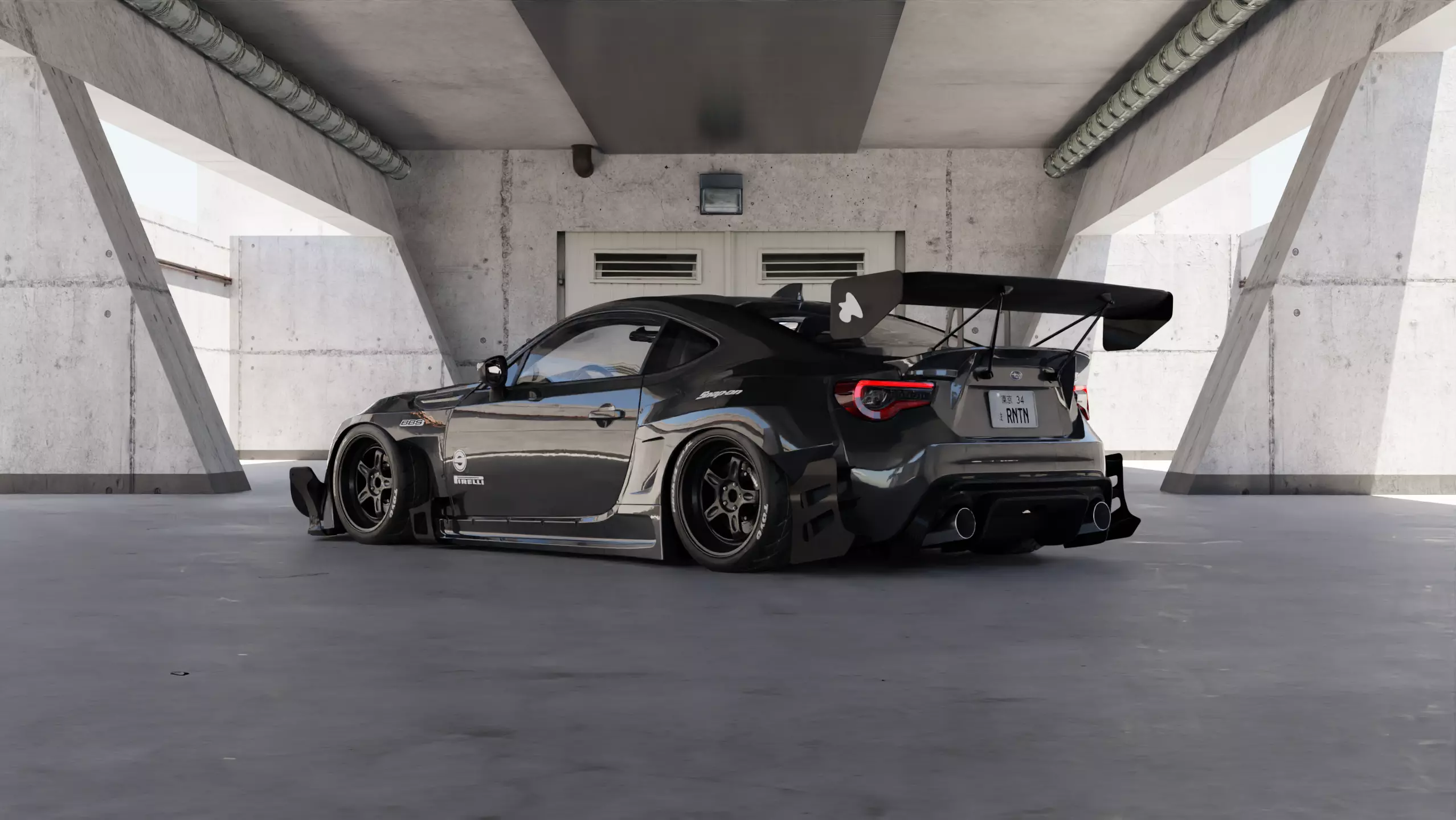 Car Lighting Scene 3D Blender File Textured FBX File 3D model_0