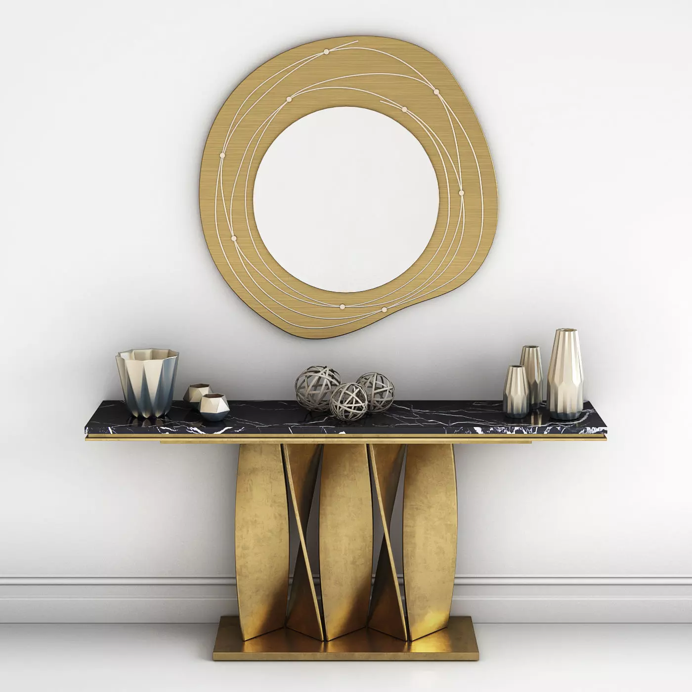 Cordon Mirror and Spiro Console 3D model_0