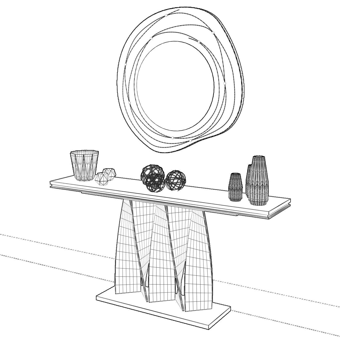 Cordon Mirror and Spiro Console 3D model_4