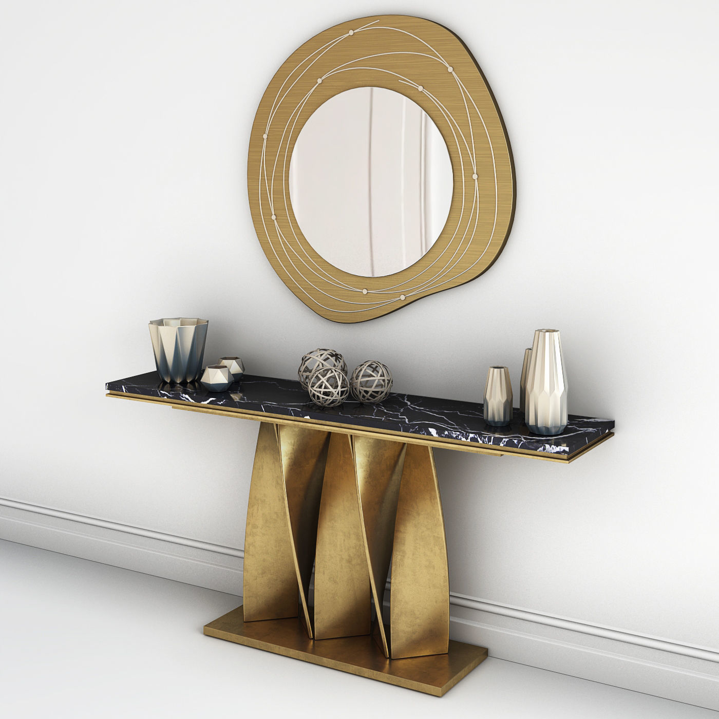 Cordon Mirror and Spiro Console 3D model_1