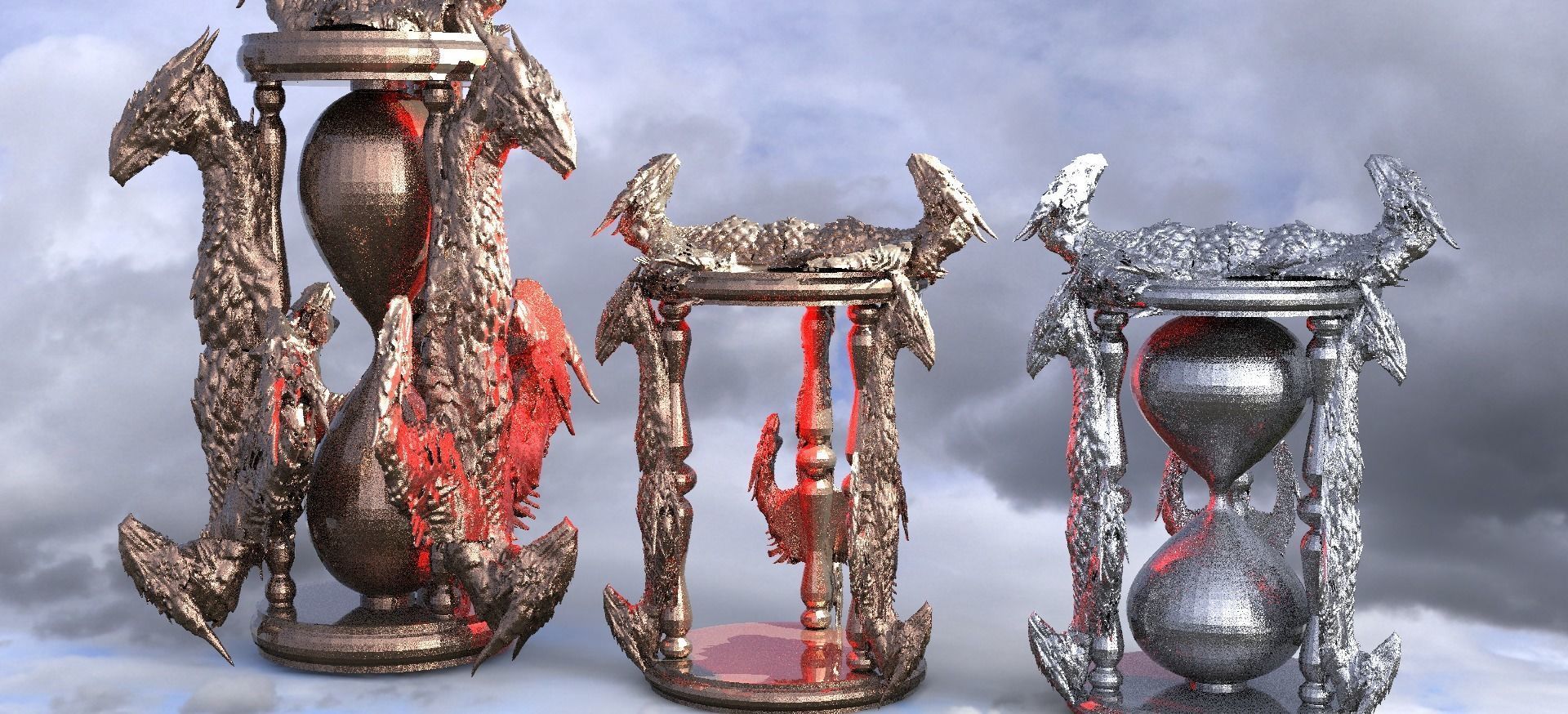 Dragon hourglass 3 versions  3D model_1