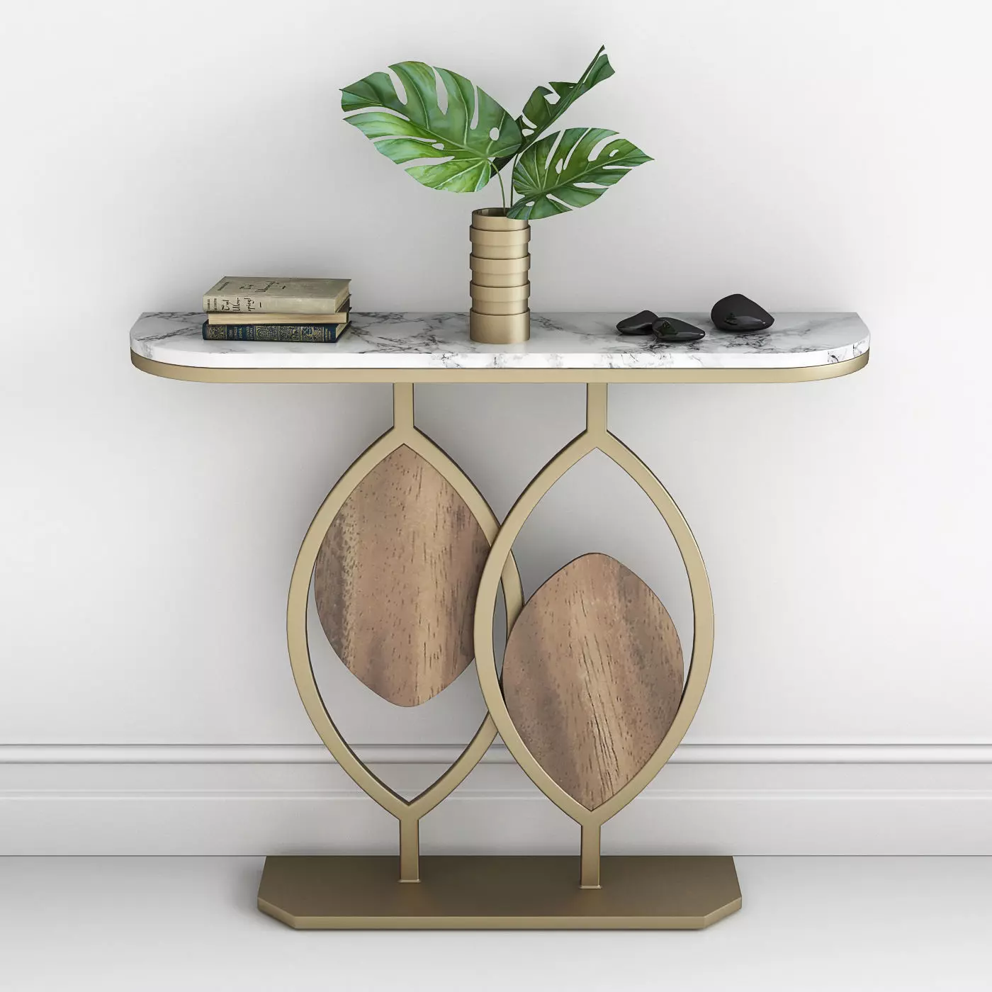 console table white marble top 3D model_0