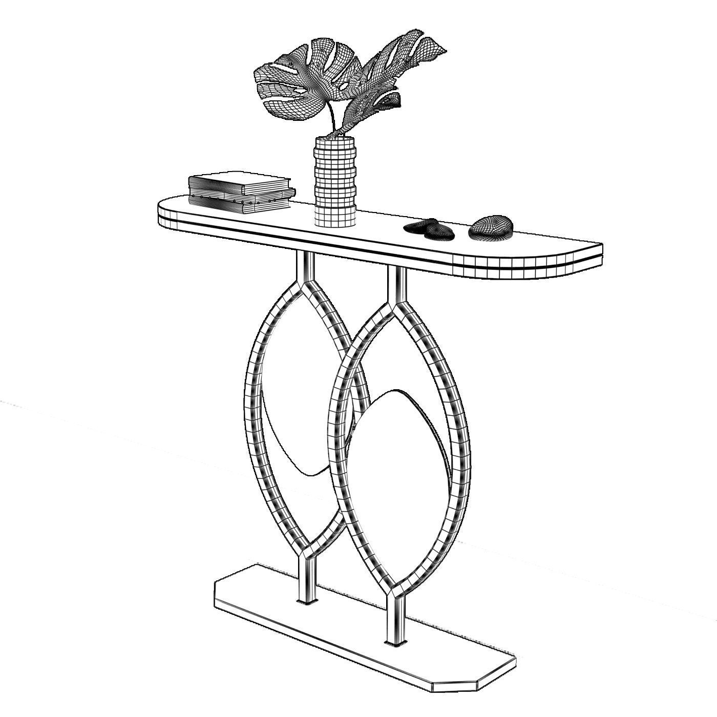 console table white marble top 3D model_4