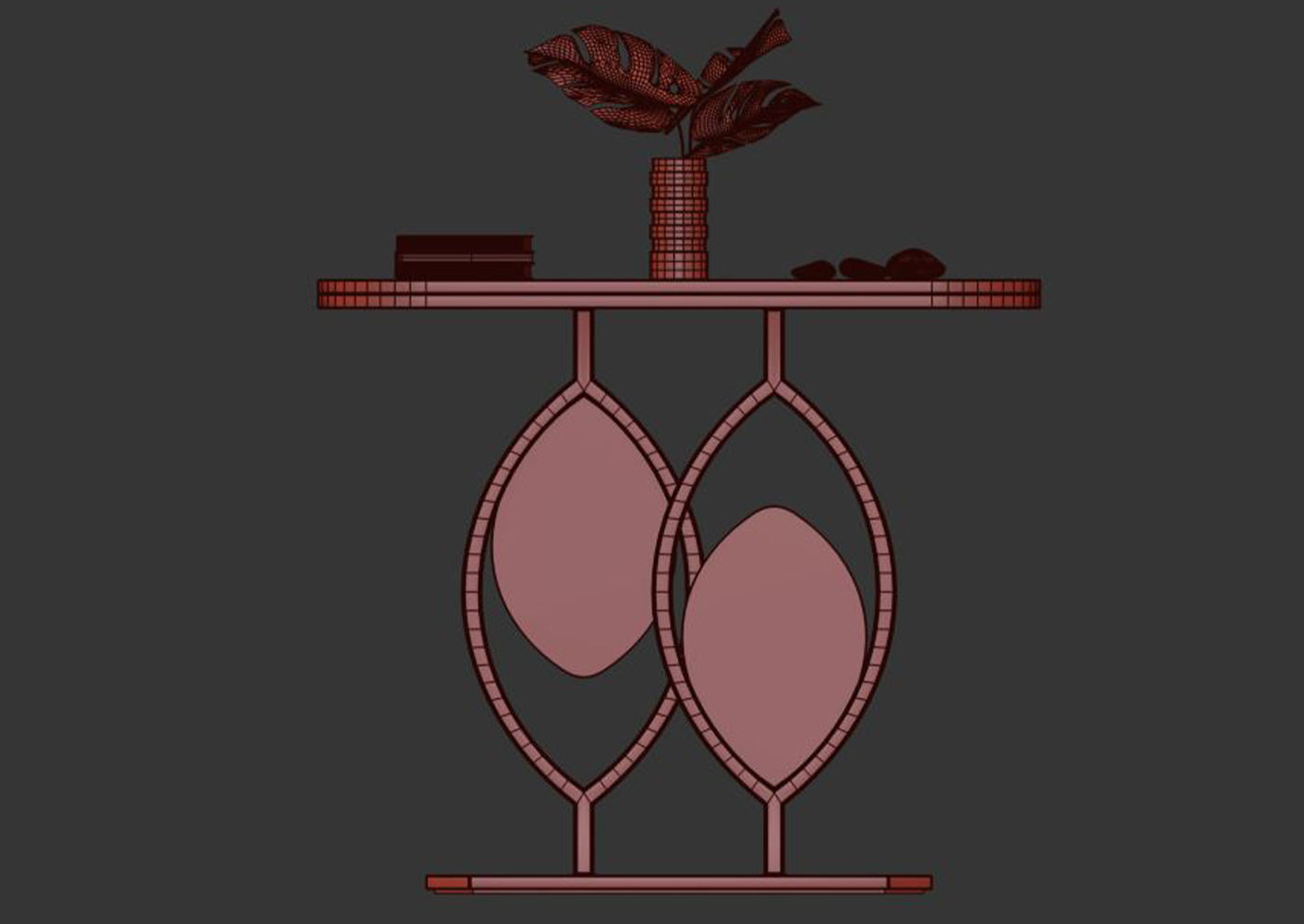 console table white marble top 3D model_2