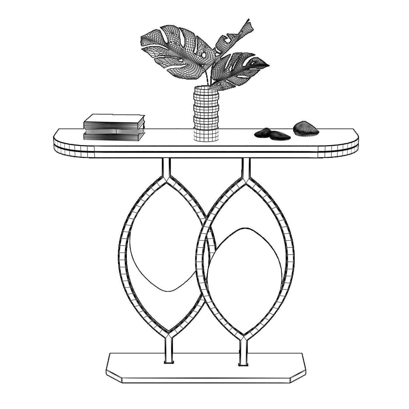 console table white marble top 3D model_3