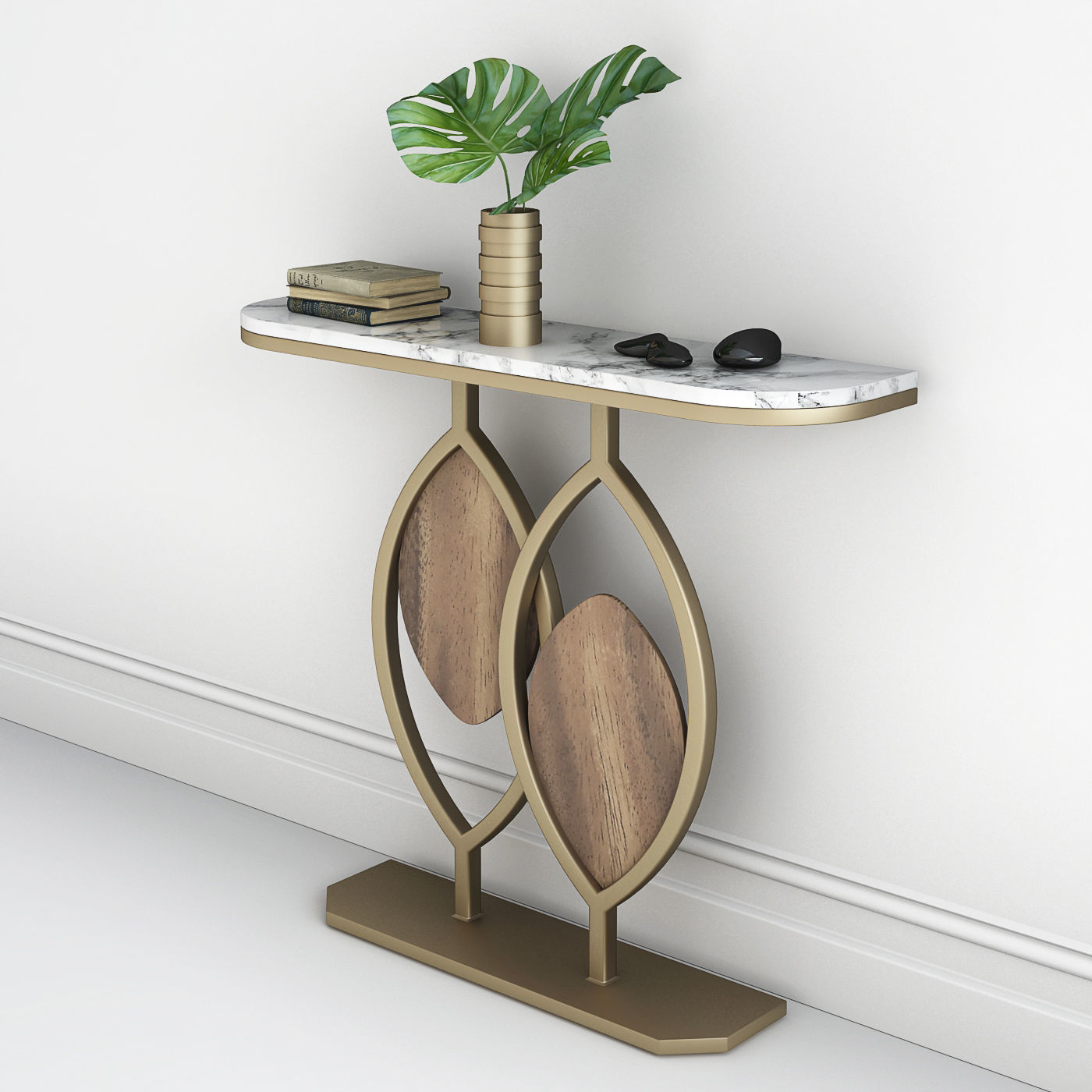console table white marble top 3D model_1