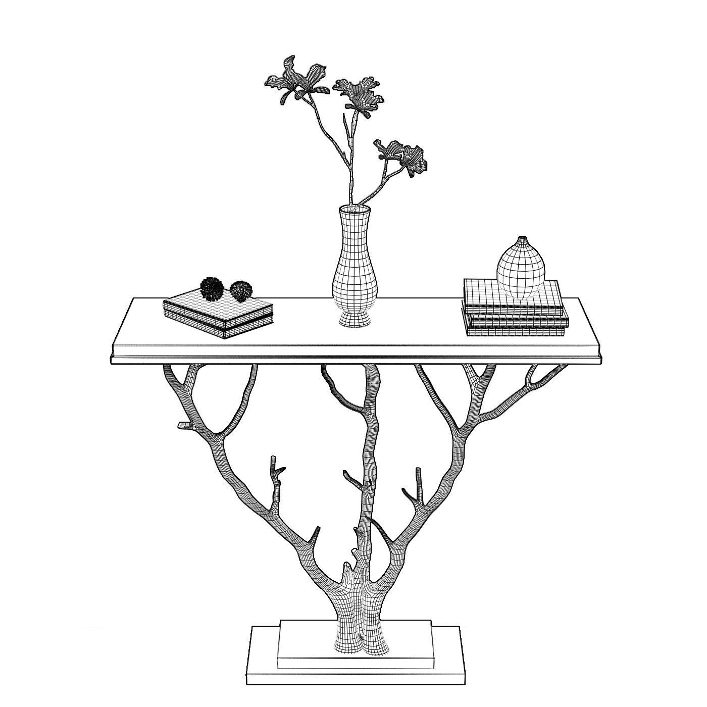 Tree Console Table 3D model_4