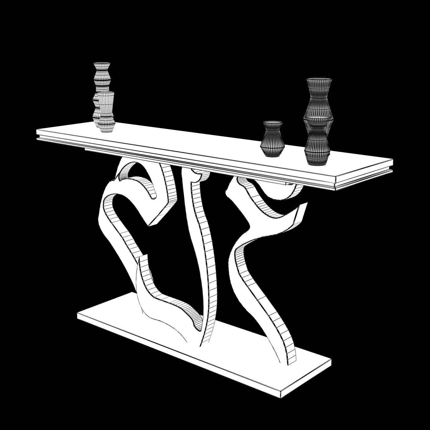 Arabic Console Table Alem 3D model_3