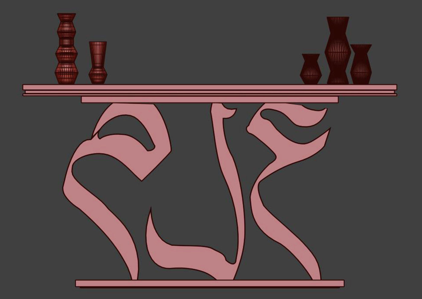 Arabic Console Table Alem 3D model_4