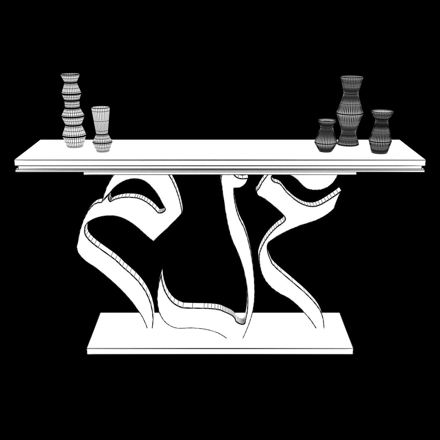 Arabic Console Table Alem 3D model_2