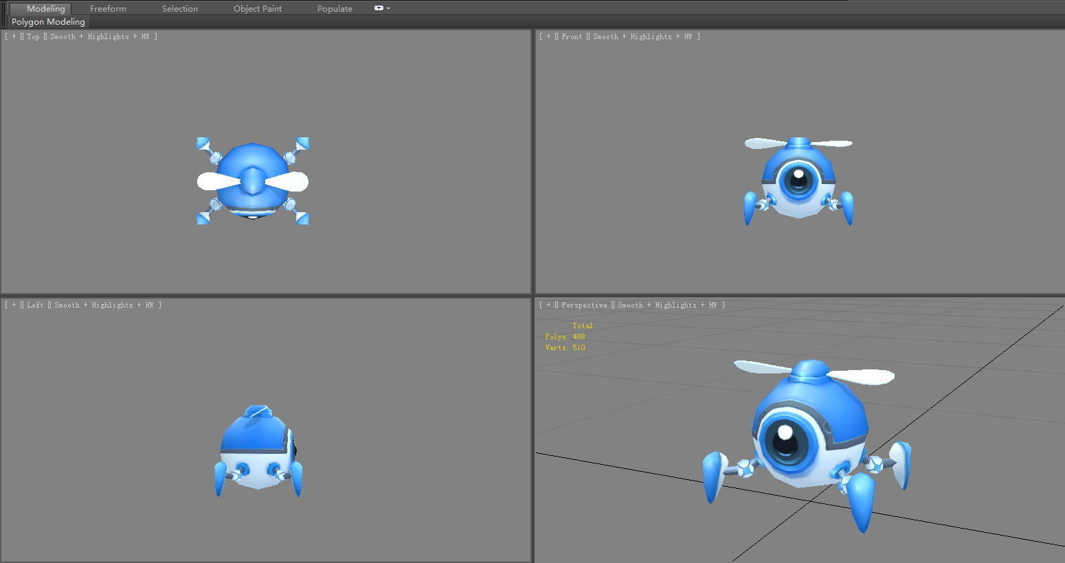 Cartoon spider robot Low-poly 3D model_4