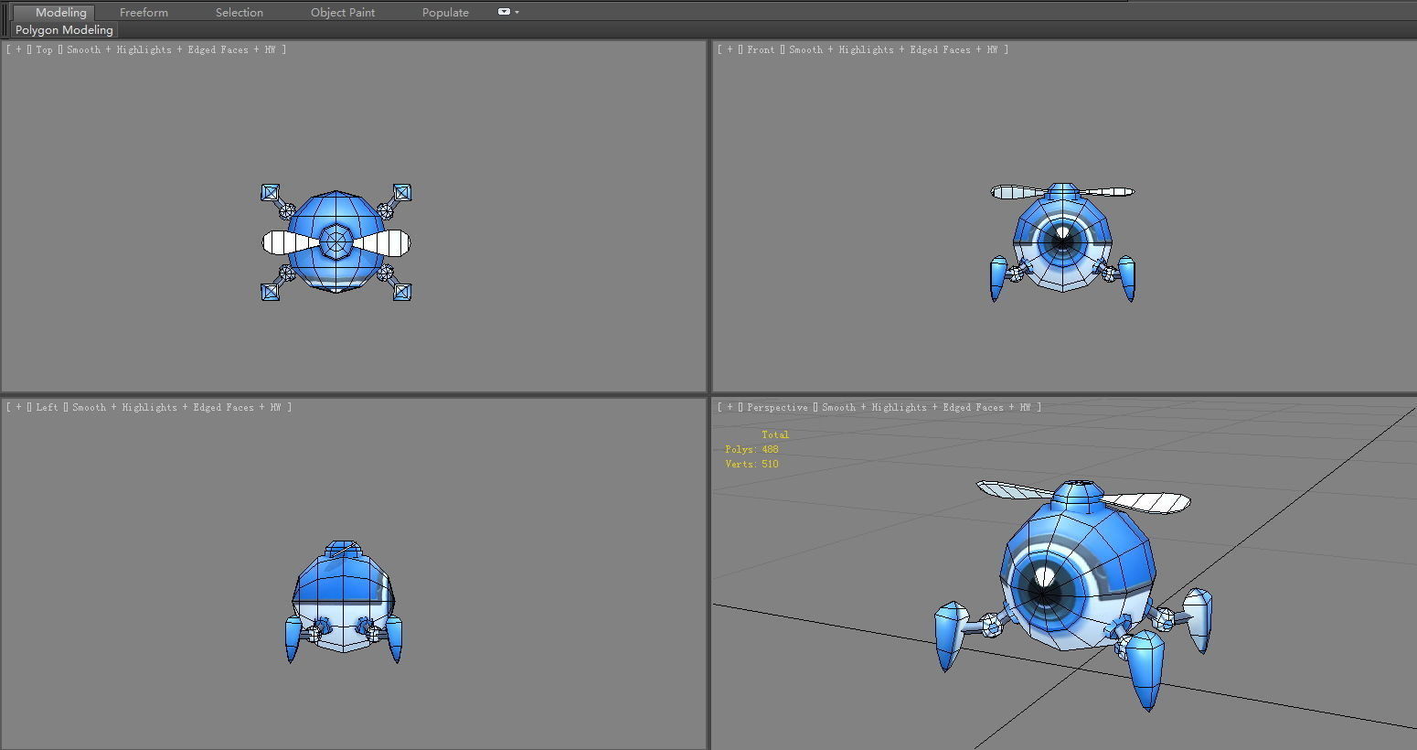Cartoon spider robot Low-poly 3D model_5