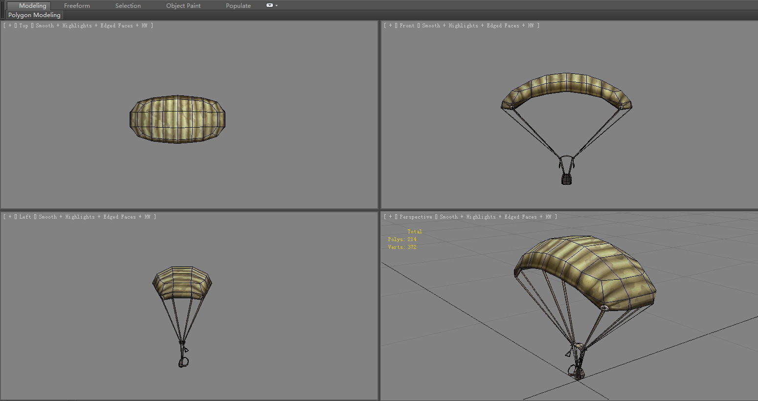 parachute Low-poly 3D model_4