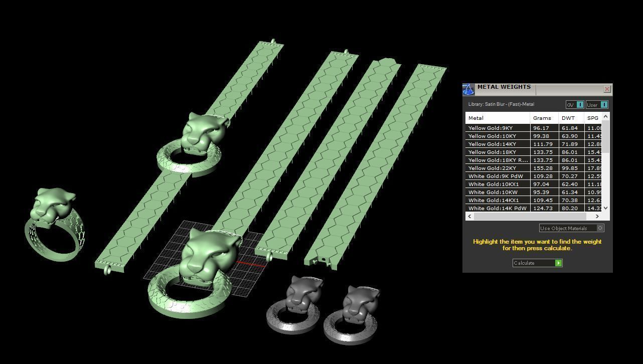 Golden tiger set 3D model_7