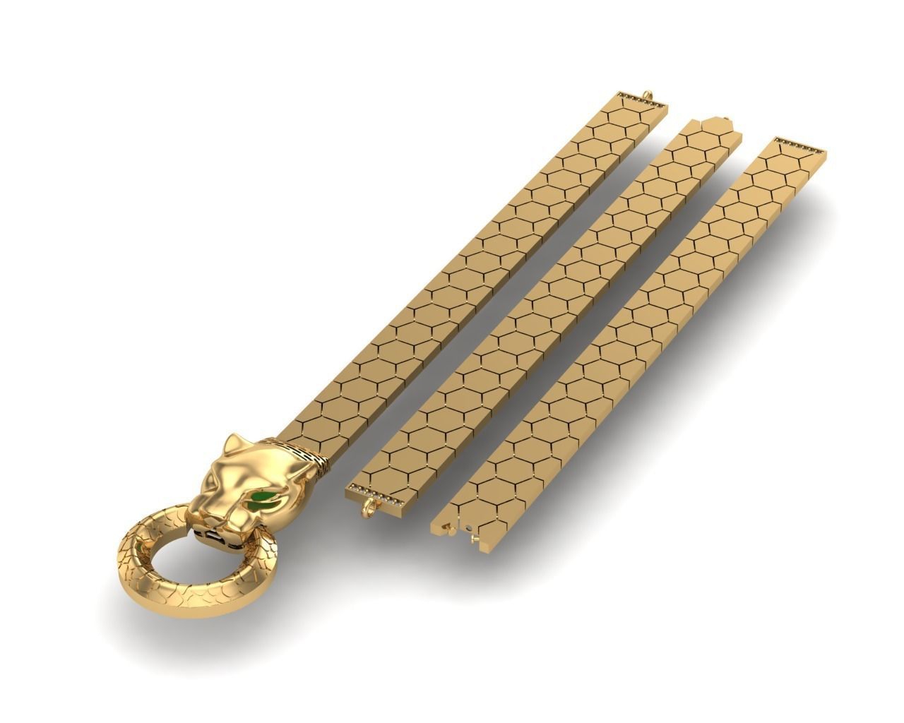 Golden tiger set 3D model_2