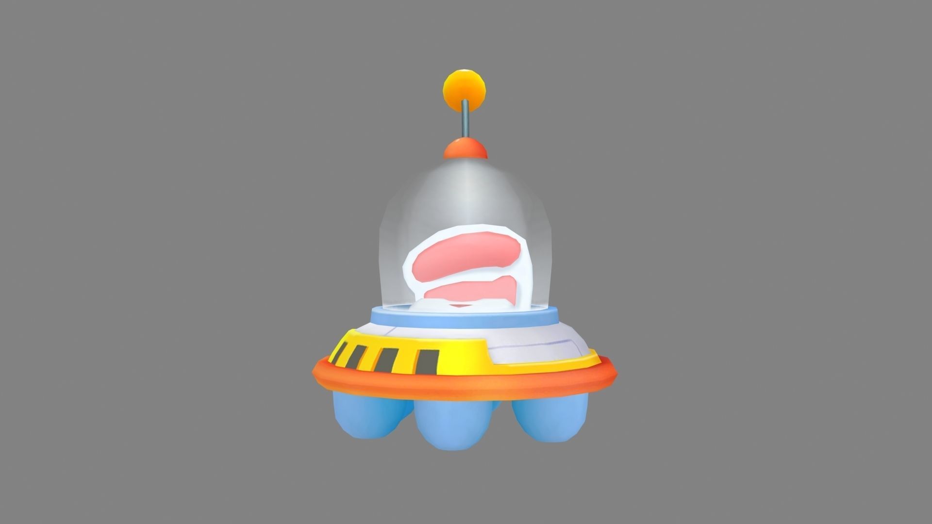Cartoon UFO Low-poly 3D model_1