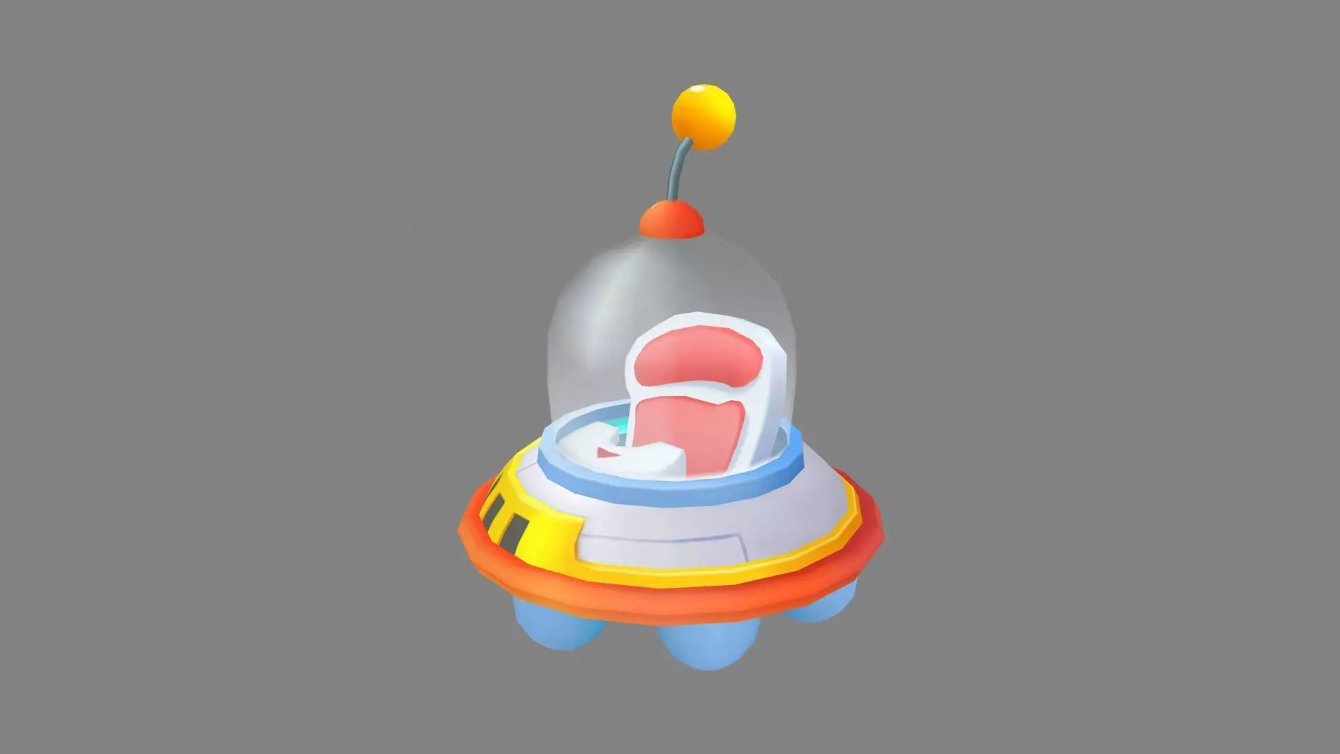 Cartoon UFO Low-poly 3D model_0