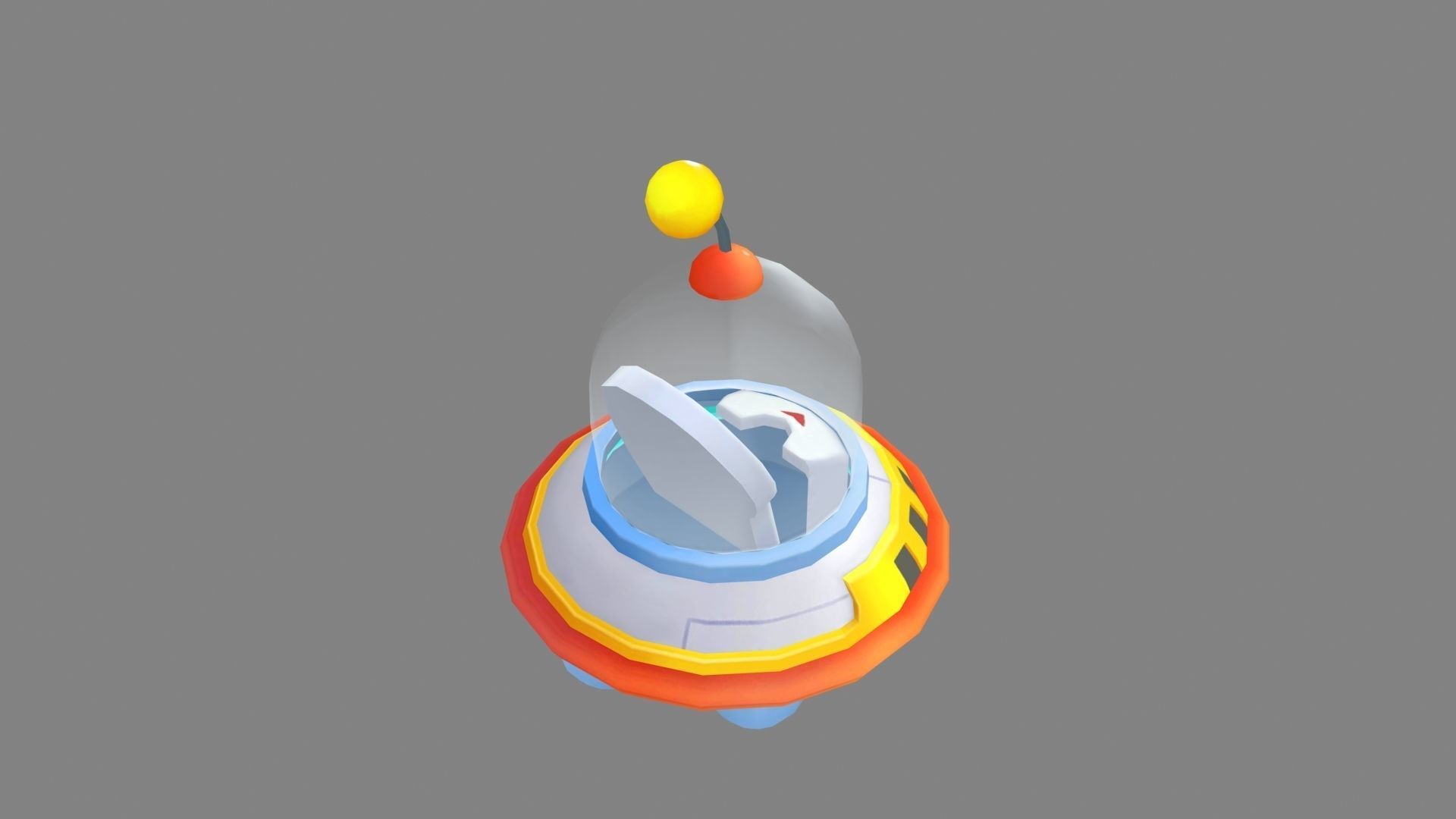 Cartoon UFO Low-poly 3D model_3