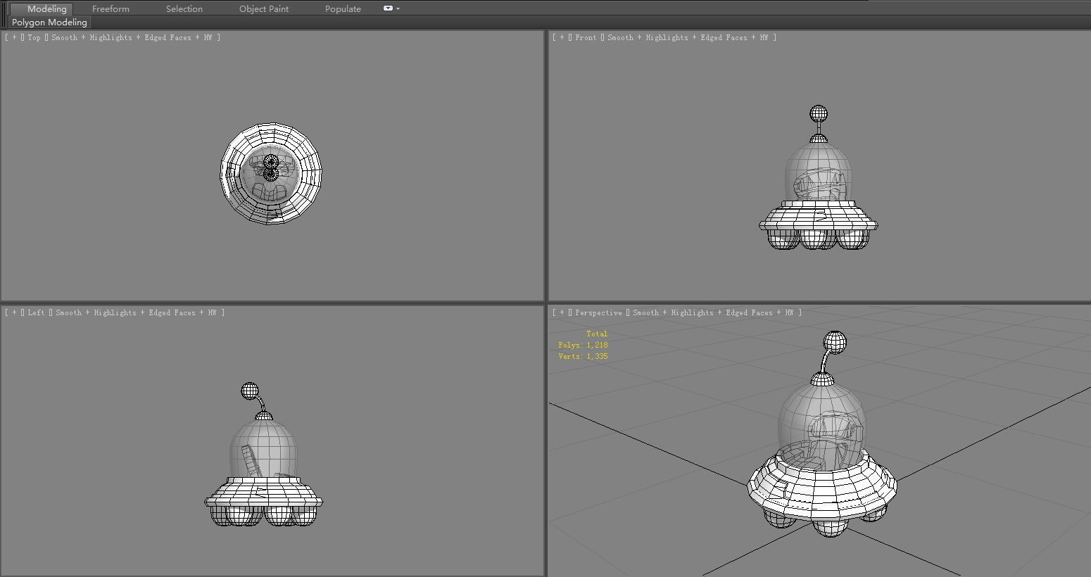Cartoon UFO Low-poly 3D model_6