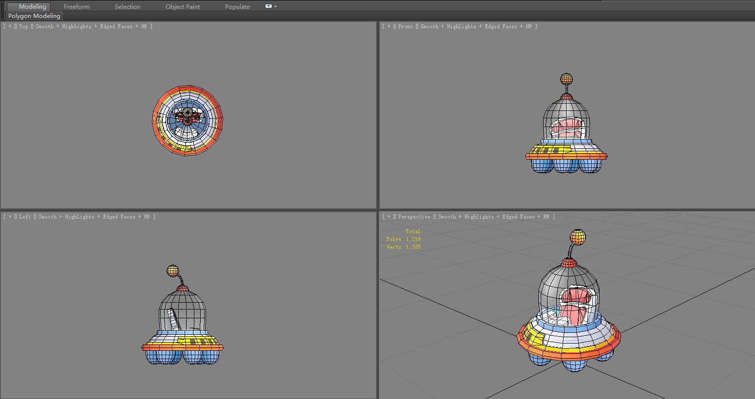 Cartoon UFO Low-poly 3D model_5