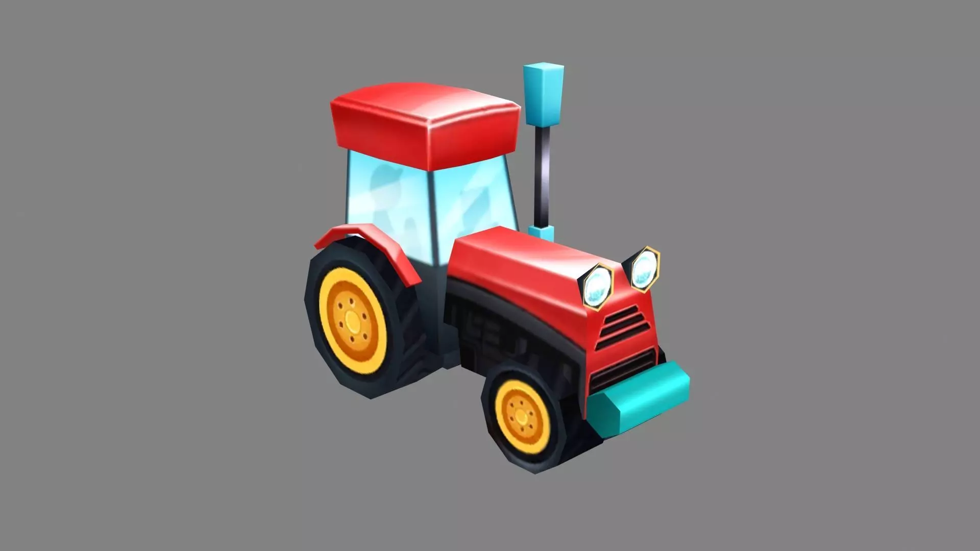 Cartoon tractor Low-poly 3D model_0
