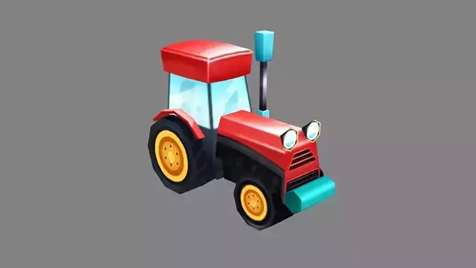 Cartoon tractor Low-poly 3D model