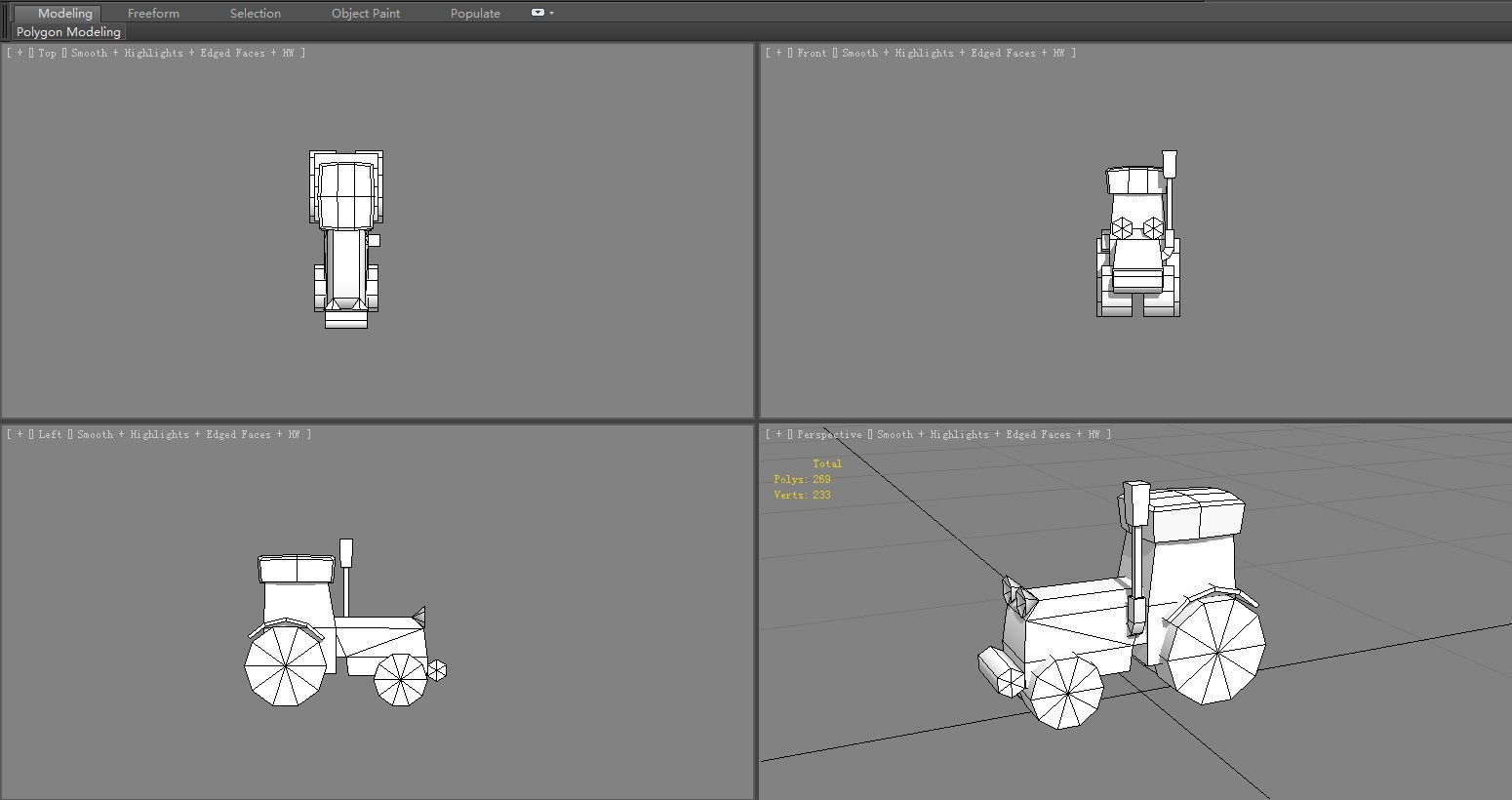 Cartoon tractor Low-poly 3D model_5