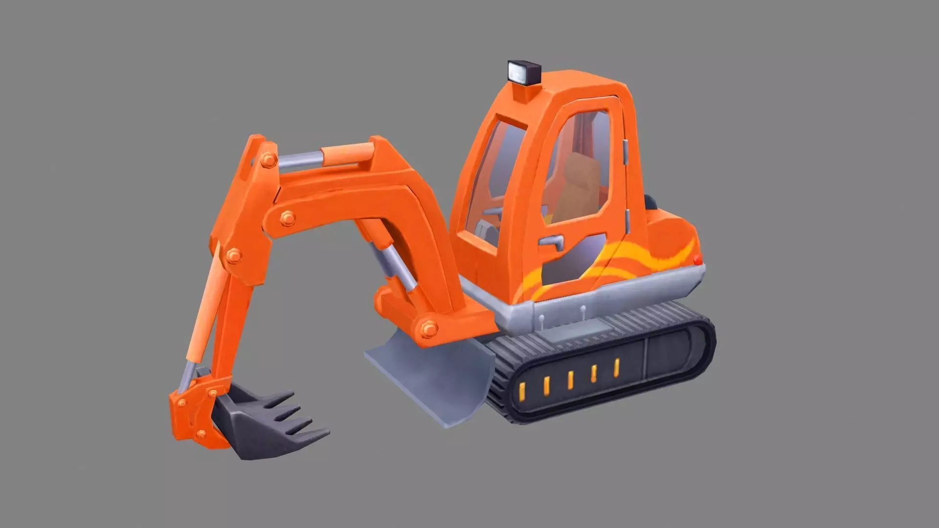 Cartoon excavator - Building construction vehicles Low-poly 3D model_0