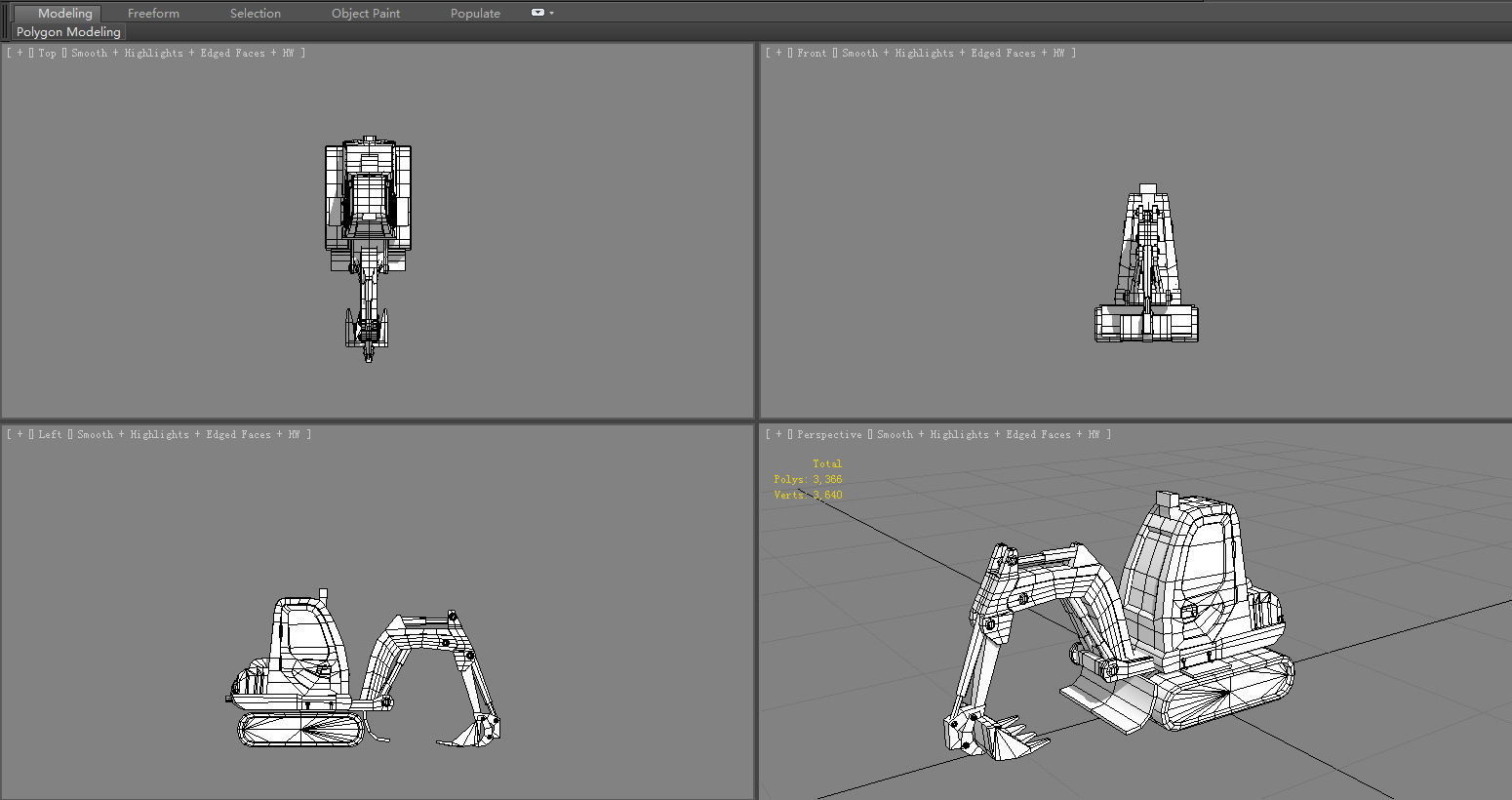 Cartoon excavator - Building construction vehicles Low-poly 3D model_5