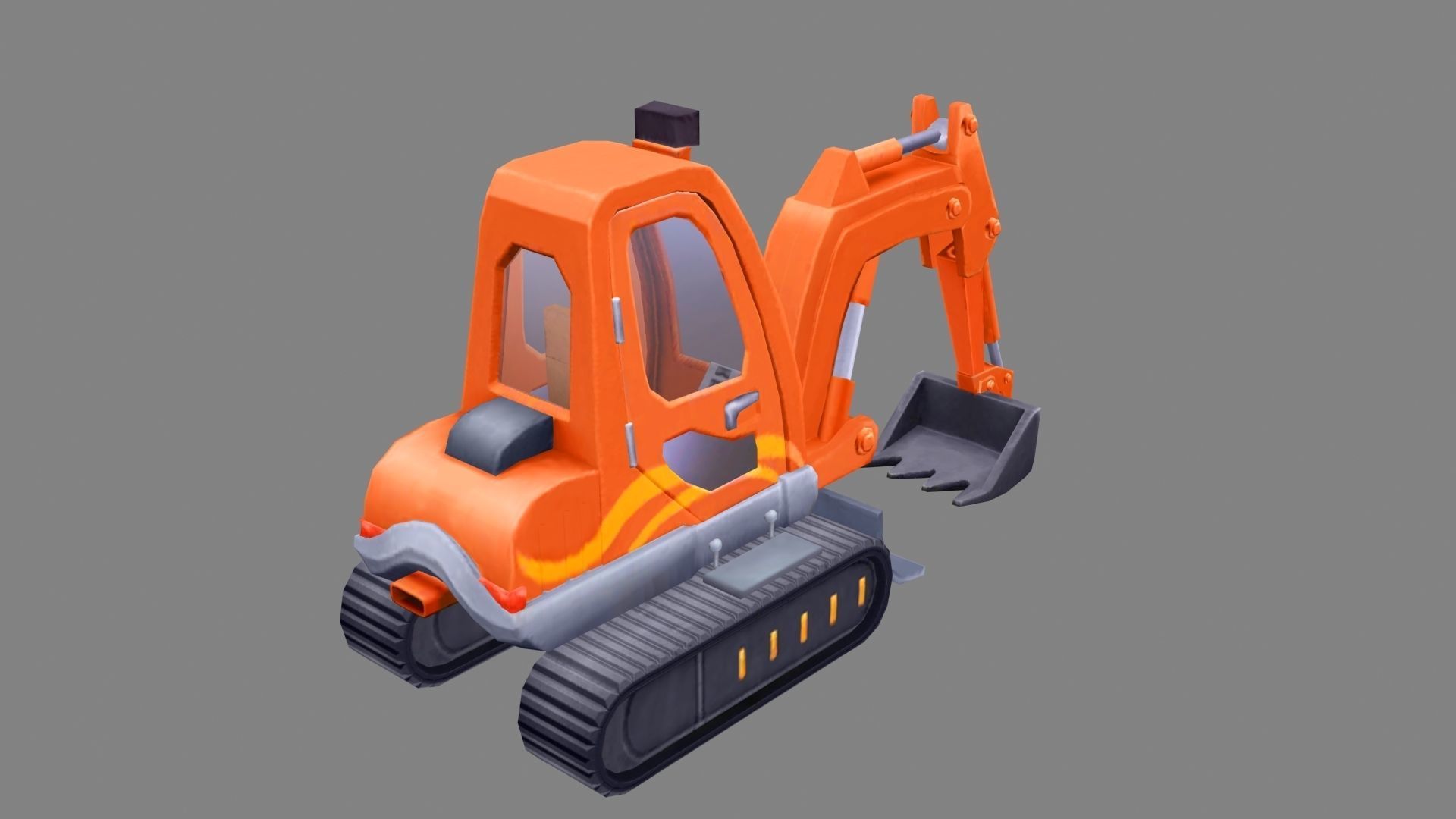 Cartoon excavator - Building construction vehicles Low-poly 3D model_2