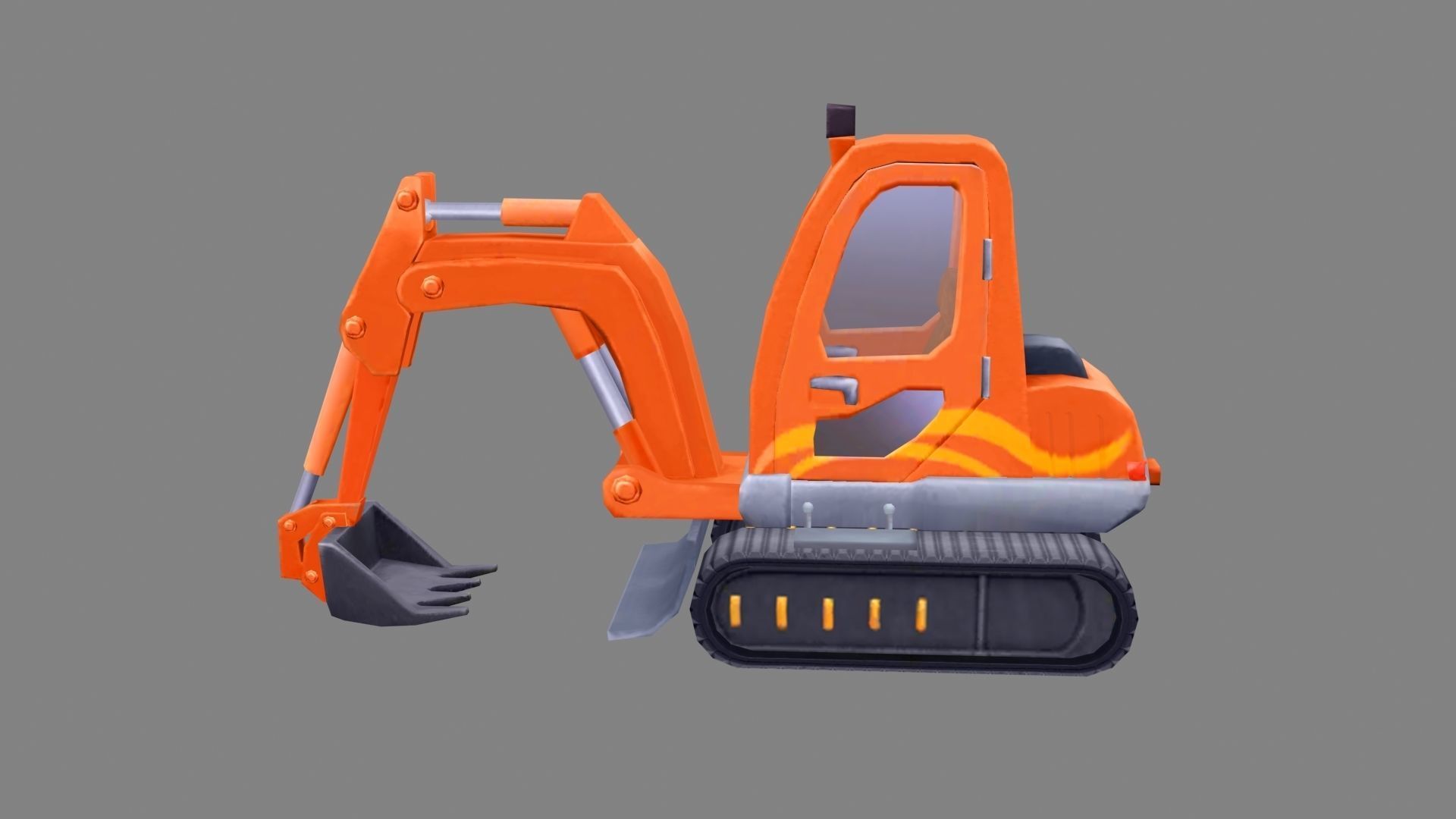 Cartoon excavator - Building construction vehicles Low-poly 3D model_1