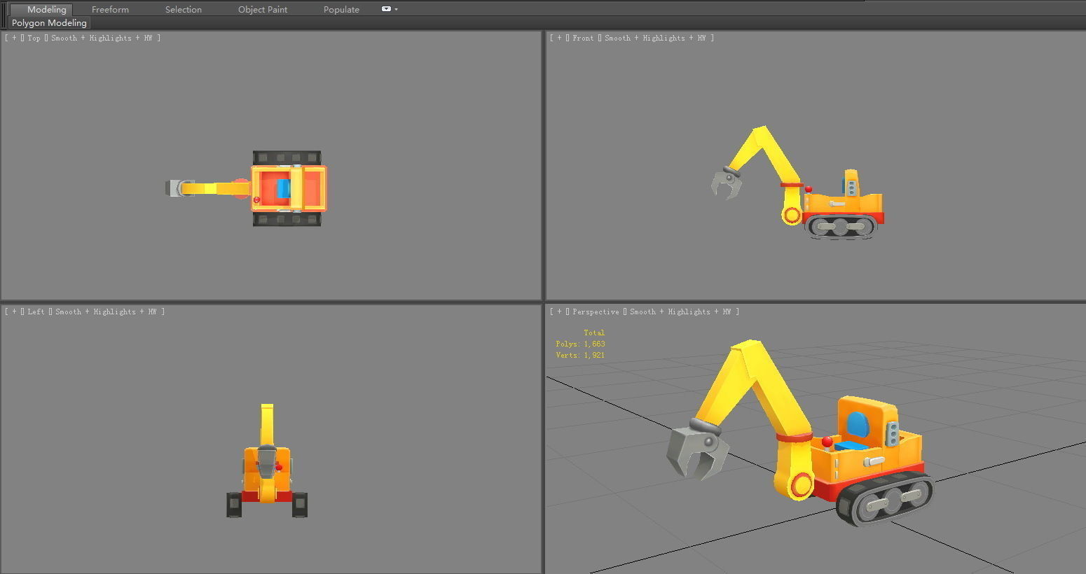Cartoon crane toy Low-poly 3D model_4
